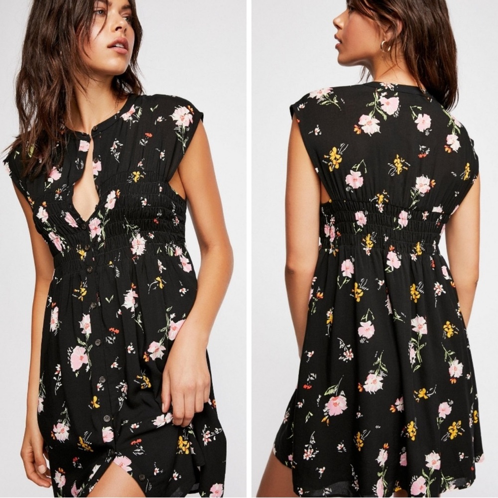 Free People Greatest Day dress floral black pink